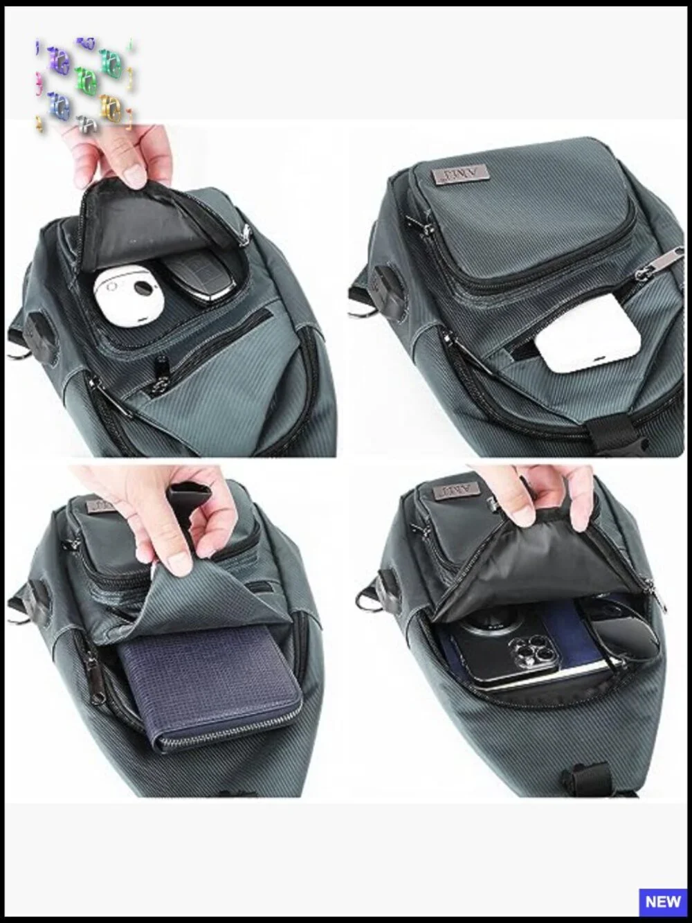 Crossbody Sling Bag Casual Shoulder Backpack Travel Daypack Hiking